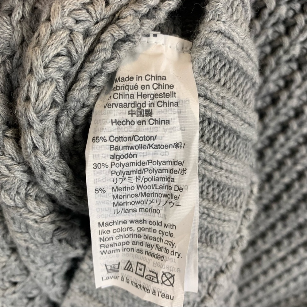 NWT J. Crew sz S Chunky Grey Knit Turtleneck Button Sleeve Poncho Sweater - Picture 8 of 9